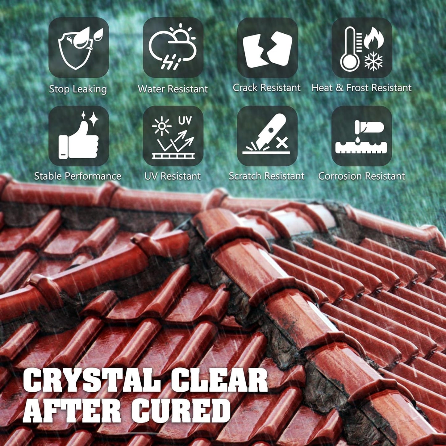 Transparent Waterproof Coating, 35oz Clear Waterproof Sealant - Concrete Crack Sealant for Roofs, Walls, Wood & Terraces - Indoor/Outdoor Flexible Water-Based UV-Resistant Crack-Proof Protection