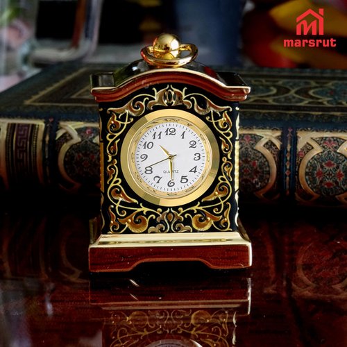 Mini Clock Insert Replacement Face, Fit 35mm (1.38") Hole Diameter, Round Inner Crystal Miniature Clock, Quartz Numeral Movement Metal Gold Tone Bezel Supplies for DIY Repair Craft Easy to Read (1PC)