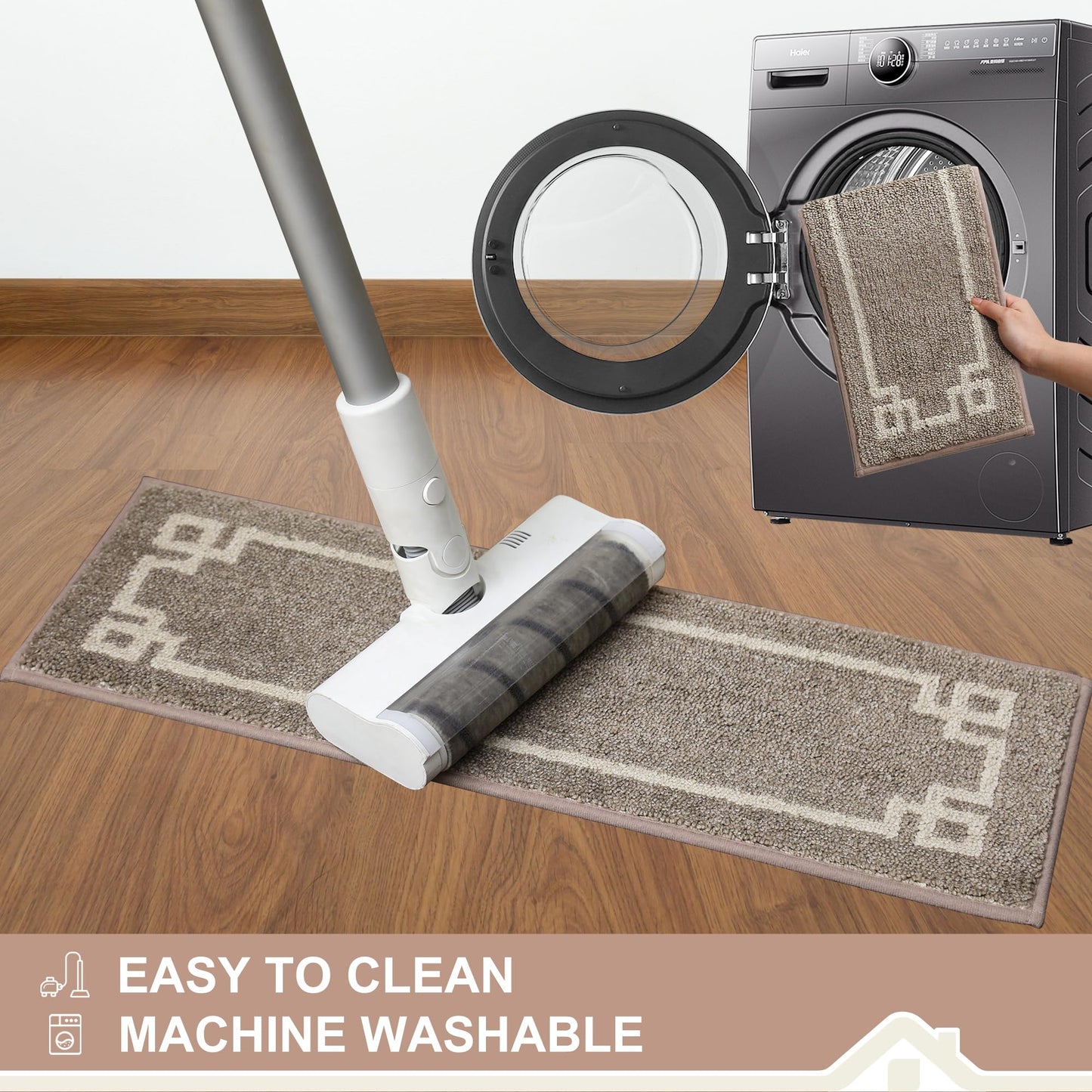 BEQHAUSE Stair Treads for Wooden Steps Non Slip Washable Carpet Stair Treads with Reusable Residue Free Backing Soft Polyester Stair Rugs Indoor for Kids Elders and Dogs, 15pcs,Taupe