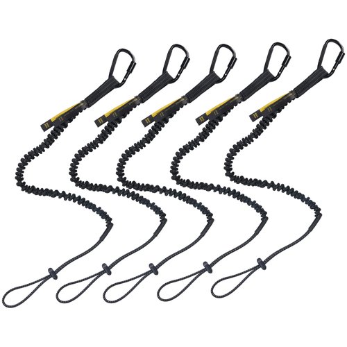 TRSMIMA Safety Tether Tool Lanyard - 5 Pack Stretch Strap Safety Fall Protection Tools Leash with Screw Lock Carabiner Clip