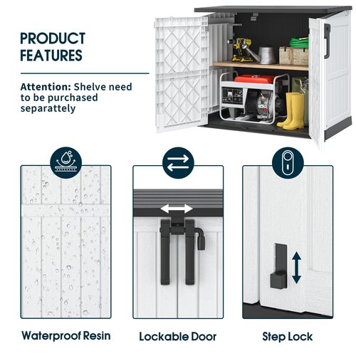 LHBGO Outdoor Resin Storage Shed 36 Cu. Ft. Garden Horizontal Storage Large Capacity Weather Resistant Storage Box, Lockable Resin Waterproof Shed for Garbage Cans, Garden Tools