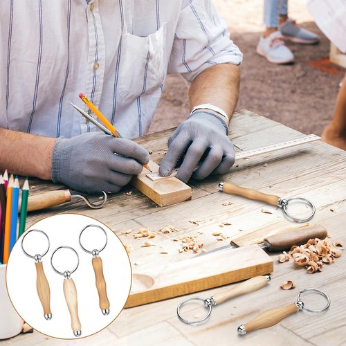 XunYee 12 Pcs WoodTurning Keychain Kit Woodturning Project Kit Wood Turning accessories Mandrel Woodturning keychain for Carpentry woodworker gift (Sliver)
