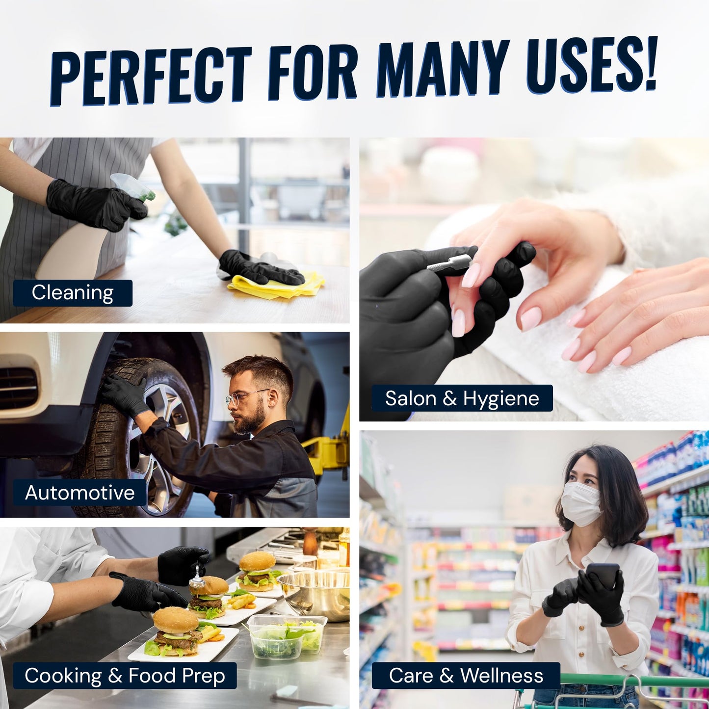Reli. Black Nitrile Gloves, Medium | Disposable Gloves (1000 Pack, Bulk) | Powder Free, Latex Free, Food Safe | Single-Use | Premium Nitrile Rubber Material for Automotive Work, Cleaning, Cooking