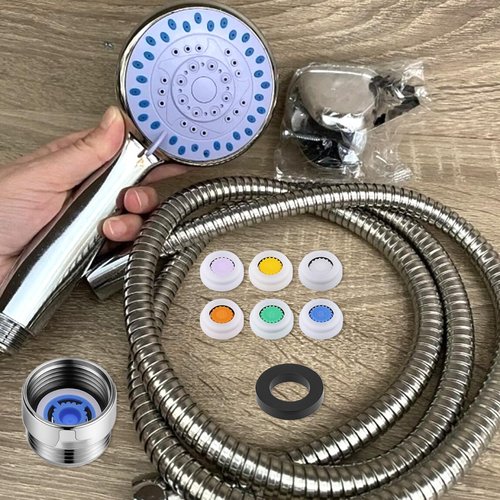 7 PCS Shower Head Flow Restrictor, Gpm 1.1/1.5/1.8/2.0/2.1/2.6 Shower Flow Reducer Limiter Set Showers Pressure Reducer with 2 PCS Washers and 1/2 Inch Restrictor Valves for Hotel Bathroom Toilet