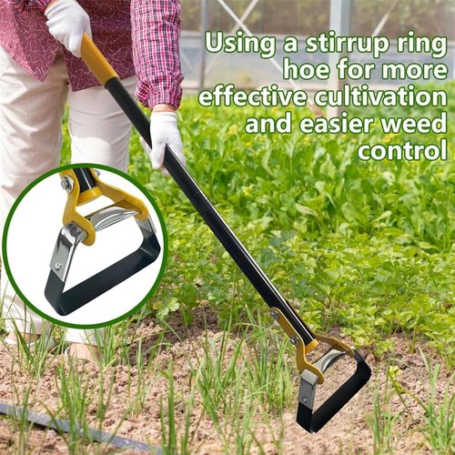 Weeder Hoe Tool for Garden, Double Edge Weeder Hoe, Weeder - Weeding Tool Garden Hoe No-Rust Push-Pull Long Handle, Adjustable Weeding Loop Stirrup Hoe, for Flower Beds,Yards (3rd Section 47.24in)