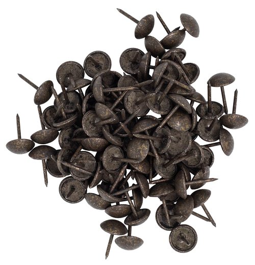 ComfortStyle Premium Upholstery Tacks, Nailhead Decorative Trim for Furniture, 7/16-inch Diameter (100, Dark Antique Brass)