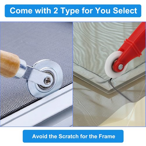 Window Screen Repair Kit Mesh Screen Spline Roller Repair Tools Kit with Screen Installer Clips, Metal and Plastic Spline Fixing Tool Kit for Window Screen (Colorful)