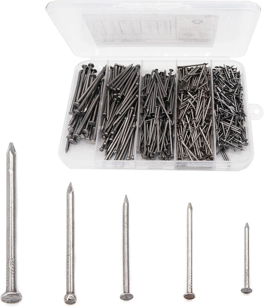 Picture Hanging Kit, cSeao 415 Pieces Hardware Nail Assortment Kit & 8oz Claw Hammer,Mini Hammer with Anti-Slip Handle,Common Nails, Wood Nails, Picture Hanging Nails, Wall Nails for Hanging