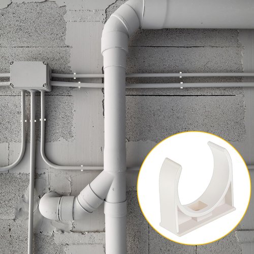 Chunful 50 Pack 1-1/2 Inch Pipe Clamps PVC Clips Pex Pipe Support Hangers Plastic U-Shaped Tubing Clamps for Tubing Hose Hanger Support, White