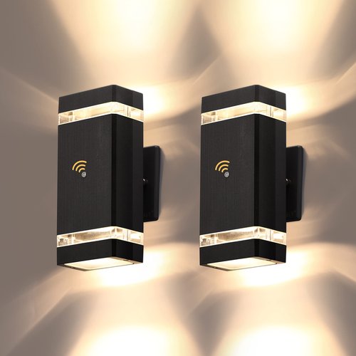 LMP 2 Packs Dusk to Dawn Outdoor Lighting, Wall Sconce with 5w LED Bulbs, Outside Lights for House IP65 Waterproof Aluminum Up and Down Outdoor Lights for House, Garage, Porch, Doorway