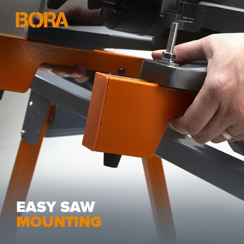 BORA Universal Miter Saw Stand with Quick Release Tool Mounting System- Portable Miter Saw Stand 500 Lbs Max Weight Load - 34-inch Height with Outrigger Arms Up to 114 Inches - PM-4000, Orange