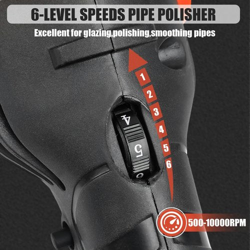 BBTEQEKN Pipe Tube Polisher Sander, 110V 800W Pipe Belt Sander with 6 Variable Speeds 500-10000rpm, Handheld Grinding Sanding Tool with 50PCS Sanding Belts for Burnishing Finishing Rust Removal