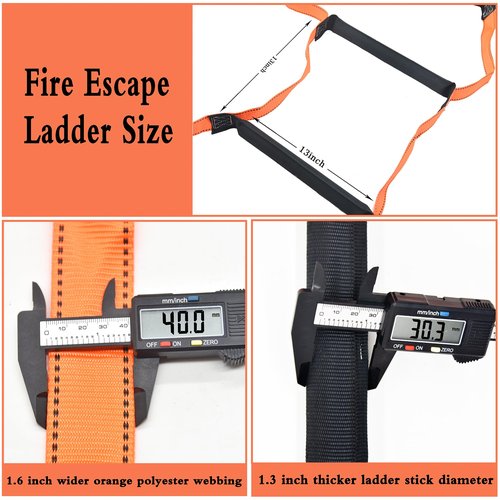9.8 Feet Fire Escape Ladder, Emergency Fire Ladder for House Residence Reusable Portable Safety Ladders for Windows, Balconies and Sailboats, Kayaks, Etc.