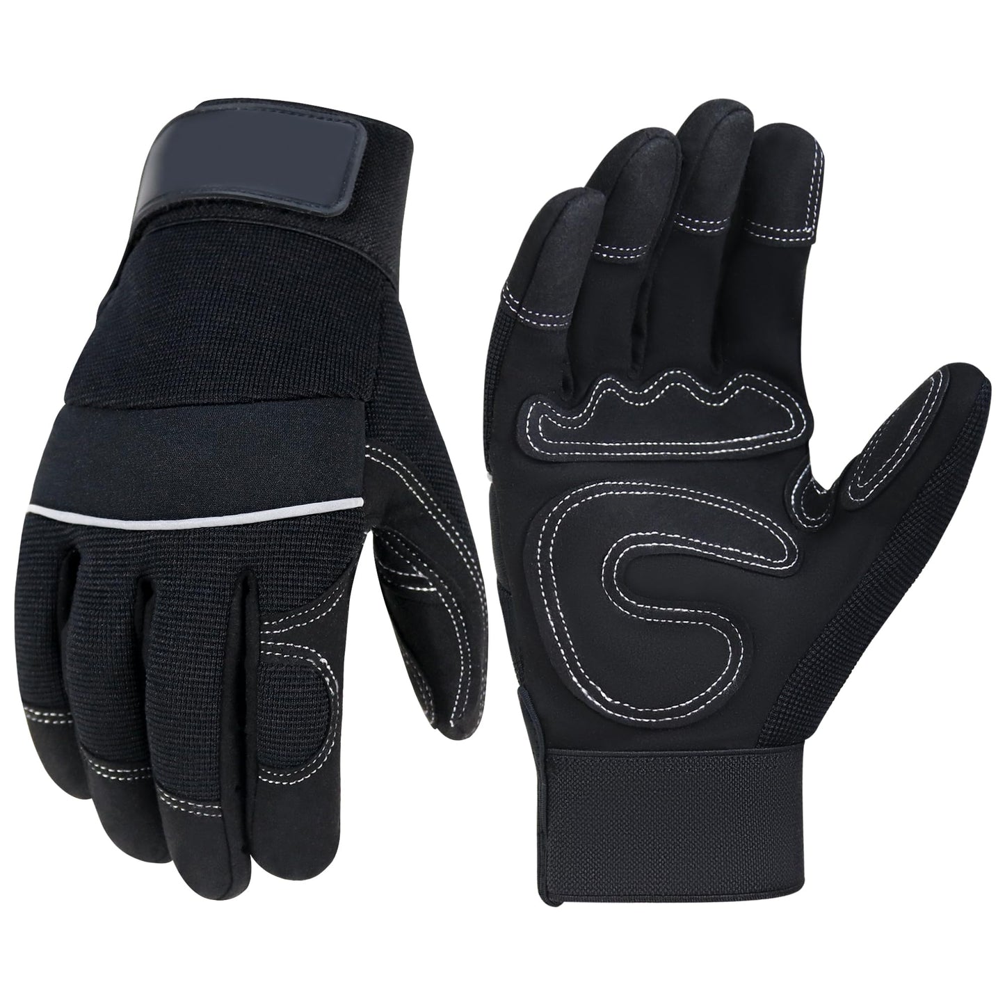 HANDLANDY Work Gloves Mens & Women, Utility Safety Mechanic Working Gloves Touch Screen, Flexible Breathable Yard Work Gloves (Medium, Black)