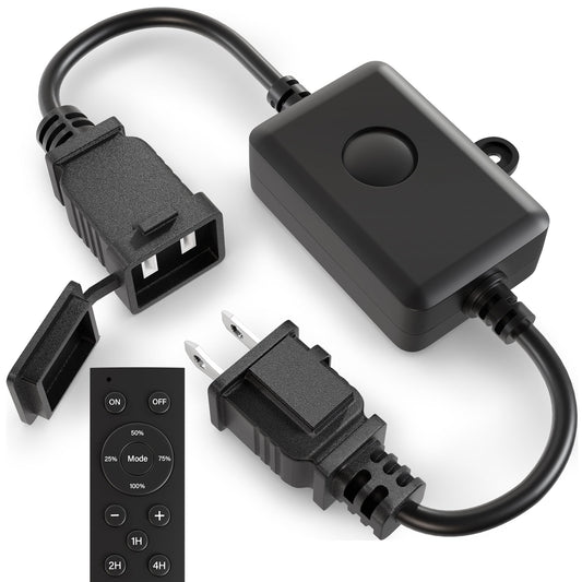 Larkvue 120W Outdoor Dimmer for String Lights with Remote, 4 Brightness, 3 Modes, Timer & Memory Function, Waterproof Plug Switch for S14/ST38/G40