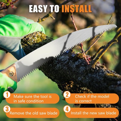 GJK 15-Inch Pruning Saw Blade Replacement for Fiskars Pruner Models 6391, 9388, 9390, 7889, 7831 and 8391, Tree Trimming and Cutting Steel Pole Saw Blade