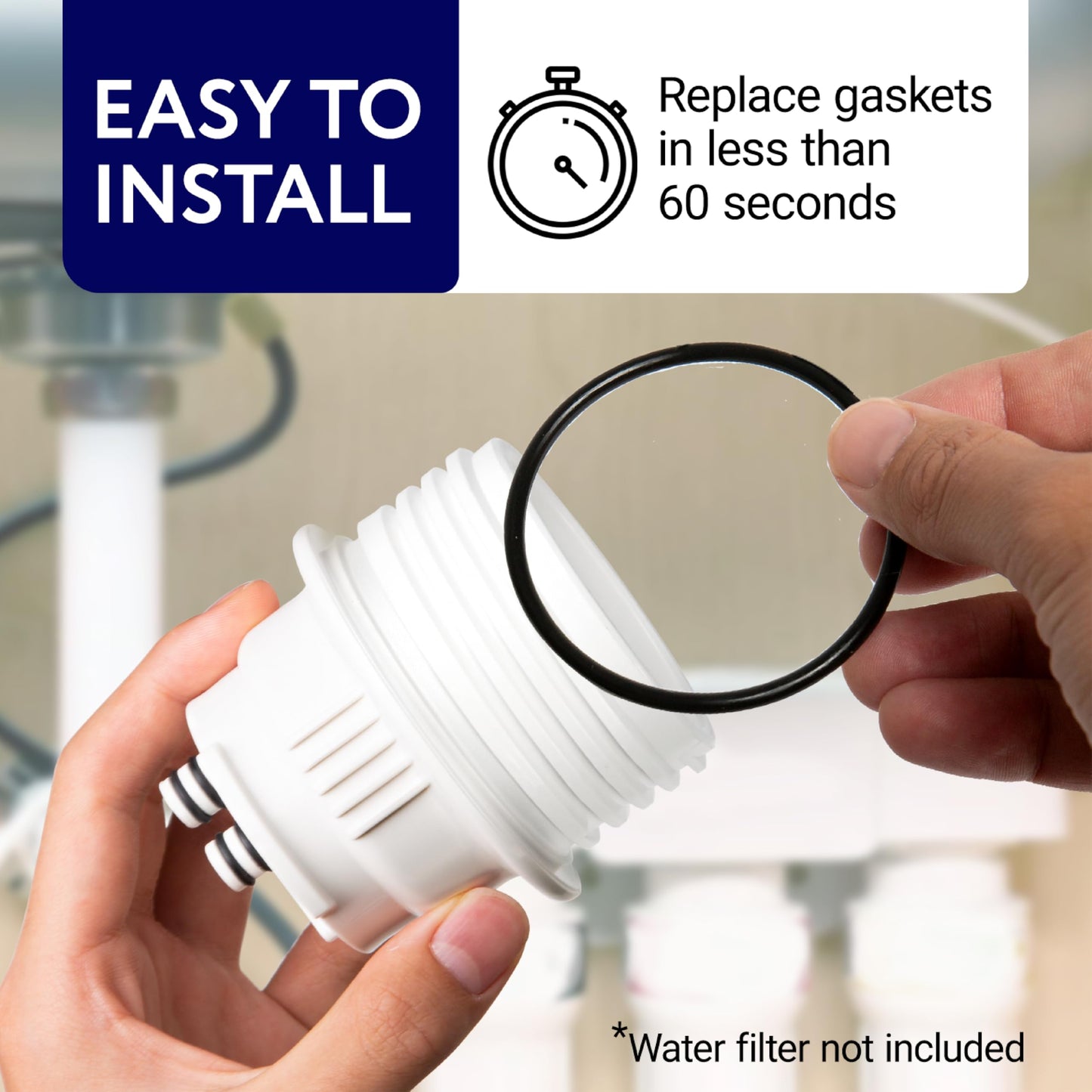 Impresa 15-Piece O-Ring Variety Pack for Water Filters - Compatible with Aquasana Claryum AQ - Black Silicone - 5300 Under Sink Water Filter System - Pre-Lubricated Leak-Sealing O Rings