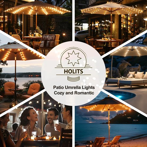 Patio Umbrella Lights Cordless 120 LED Table Umbrella Lights with Remote Control Battery Operated Waterproof Parasol String Lights for 7-11 Feet Outdoor Backyard Beach Umbrella Décor (Warm White)