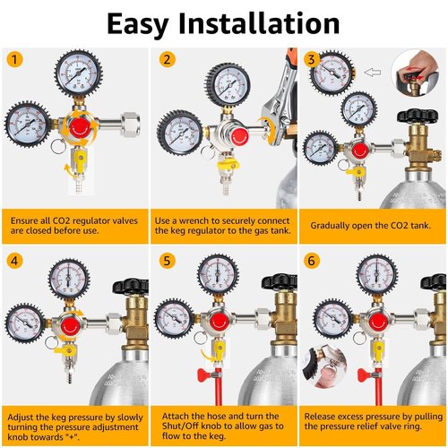 Imaictuu CO2 Regulator Beer Regulator CGA-320 Kegerator Regulator CO2 Beer Keg Regulator with 0-55PSI Working Pressure,CO2 Keg Pressure Regulator for Home Brewing