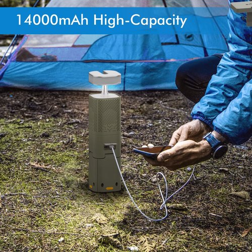 Camping Lantern, 14000mAh Rechargeable Telescopic Camping Lights Built-in Magnetic Stand with Speaker,Bluetooth, Portable Camping Tent Lantern for Emergency, IPX5 Waterproof