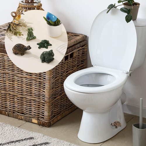 uxcell 2 Pcs Ceramic Toilet Bolt Covers, Turtle Toilet Bolt Cap Decorative for Bottom of Toilet, Fun Cute Turtle Resin Toilet Screw Cover Caps for Decor Bathroom, Light Brown