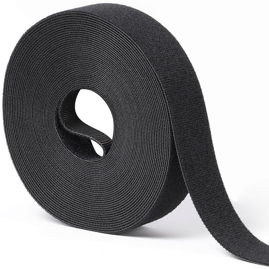 1 in x 30 ft Hook and Loop Roll | Double-Sided Strips, Self-Gripping Straps | Reusable Multi-Purpose Wrap Fasteners for Home, Office, Data Center, and More