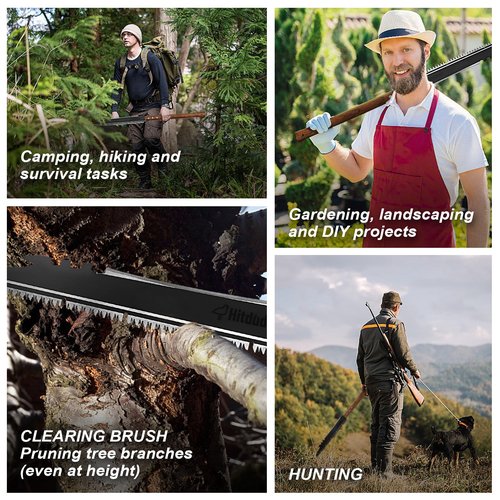Hand Saw, Multifunction Camping Tools Long Saw with Machete for Bushcraft, Trees Cutting, Outdoor Hunting, Garden Work, Survival, Yard Work, Silver