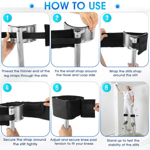 Zylany Drywall Stilt Straps, Padded Foam for Comfortable Wearing and Pressure Relief, Suitable for All Brands of Stilts, 2Pcs