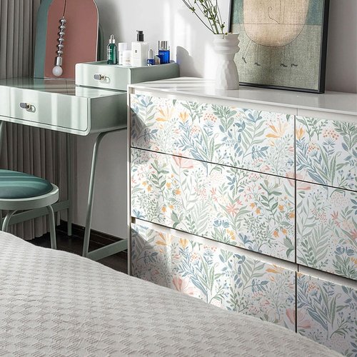 Fititem Floral Peel and Stick Wallpaper Floral Boho Contact Paper Flower Removable Self Adhesive Waterproof Wallpaper for Bathroom Bedroom Nursery Wildflower Botanical Contact Paper 17.3inW 78.7inL