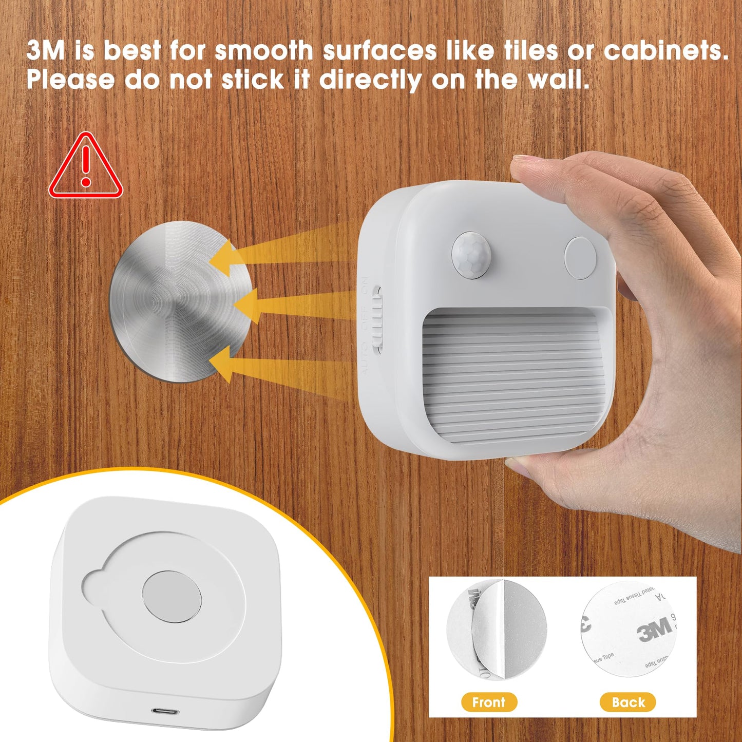 L LOHAS LED Motion Sensor Night Light, 2 Pack Rechargeable Battery Night Light, LED Stick-On Magnetic Closet Nightlight, 6/15/30LM Adjustable Operated Lights for Stairs, Hallway, Cabinet