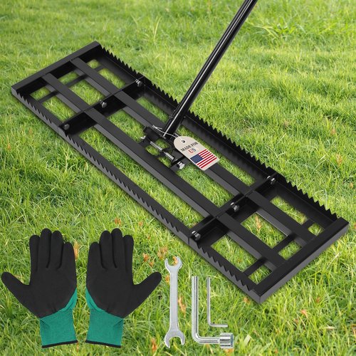 32"x 10" Lawn Leveling Rake for Soil, Sectional Adjustable Handle Yard Rakes for Lawns Heavy Duty, Landscape Rake Suitable for Landscaping Golf Course, Sand, Gardens, Farm and Ranch