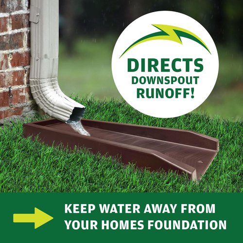 Master Mark Splash Block, Decorative Gutter Downspout Extensions, Splashguard, Foundation Water Diverter, Rain Gutter Guard, Plastic 24” Brown (1 Pack)