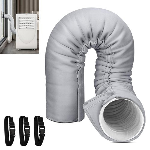 Portable AC Hose Insulation Sleeve, Portable Air Conditioners Insulated Hose Cover Wrap, Fit 5" & 5.9" Diameter Exhaust Hose, Easy Installation with 3*Adjustable Buckle Straps, Light Gray