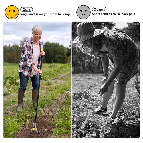 BsBsBest Scuffle Hoe Garden Tool, Stirrup Loop Hoe with 42 Inch Adjustable Long Hand, Great for Weeds in Backyard,Vegetable Garden