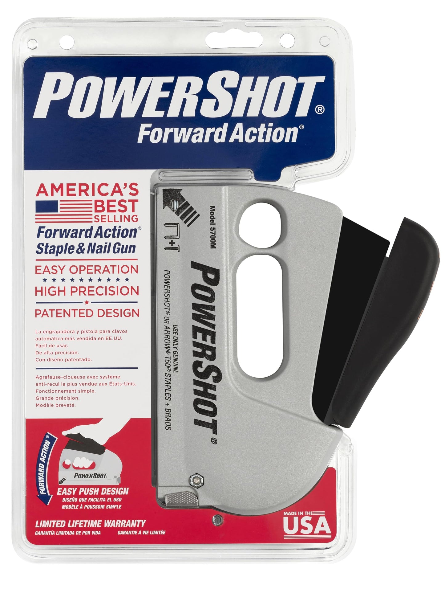 Arrow 5700 PowerShot Heavy Duty 2-In-1 Staple and Nail Gun for Wood, Upholstery, Furniture, Crafts, Fits 1/4", 5/16”, 3/8", 1/2", or 9/16" Staples and 5/8” or 9/16” Brad Nails