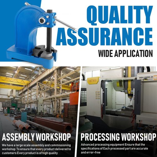 PXVWA 1 Ton Arbor Press Heavy Duty Manual Desktop Arbor Press for Metal forming Plastics Cutting, Hole Punching, (Blue)