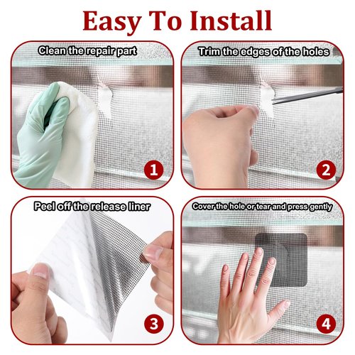 40Pcs Screen Repair Kit Window Screen Repair Patch Strong Adhesive Fiberglass Mesh Pacth Tape for Mesh Door Holes Covering Tears