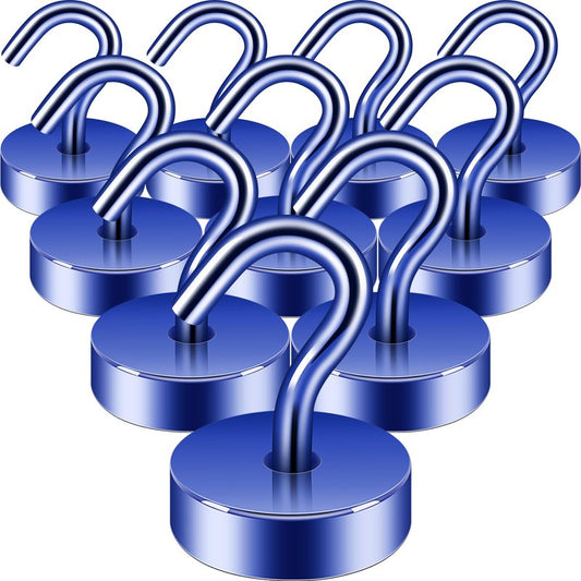 Neosmuk Magnetic Hooks, Cruise Ship Essentials, 40lb+ Heavy Duty Magnetic Hooks for Cruise Cabins, Refrigerator, Grill, Hanging, and Travel | Extra Strong Must-Haves Magnet Hook,Navyblue,Pack of 10
