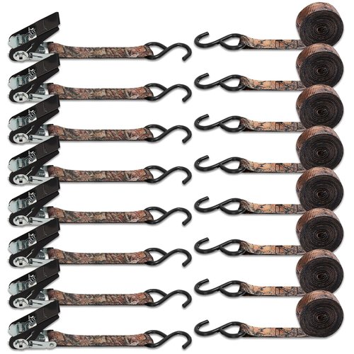 XSTRAP STANDARD Ratchet Tie Down Straps - 8PK - 1'' x 10 ft - 900 LB Break Strength Cargo Straps for Moving Appliances, Lawn Equipment, Motorcycle (Camouflage2)