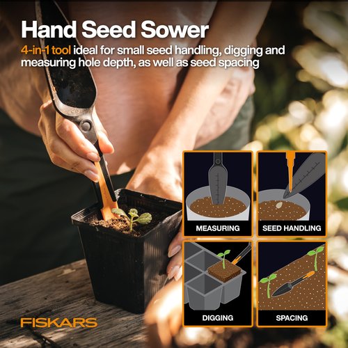 Fiskars Vegetable Garden Tool Set with Vegetable Shears, Seed Sower, Trowel, Cultivator, Weeder, and L/XL Garden Gloves for Indoor or Outdoor Gardening (6 Piece Kit)