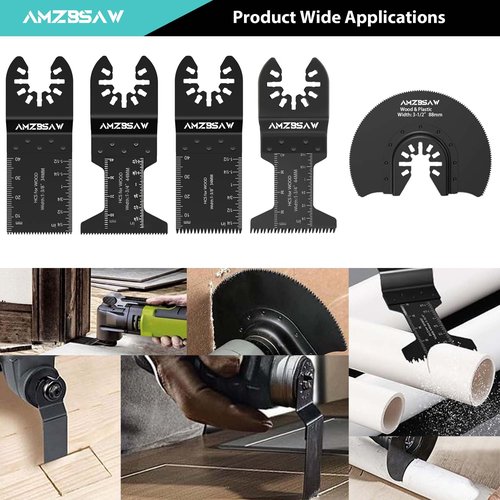 AMZBSAW 30 PCS Oscillating Tool Blades, 6 Types Oscillating Saw Blades for Metal Nails and Wood Plastic, Professional Multi Tool Blades Kits Fit Bosch Dewalt Ryobi Milwaukee