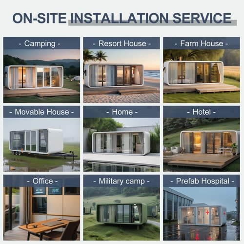 Walkmax Luxury modern prefab cabin - 19ft mobile capsule with bedroom, kitchen and bathroom, storm resistant prefab cabin -15 typhoon and 10 earthquake proof mobile cabin for travel and outdoor living
