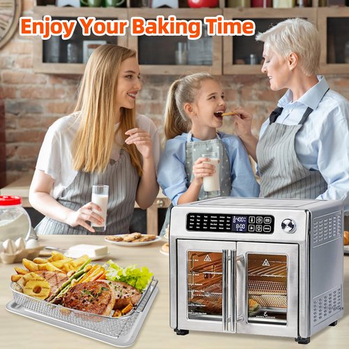 Air Fryer Accessories Compatible with Emeril Lagasse 26 Qt Extra Large & Everyday 360 Air Fryer, Baking Pans Set with Stainless Steel Baking Sheet Basket, Parchment Paper Teflon Mat for Oven