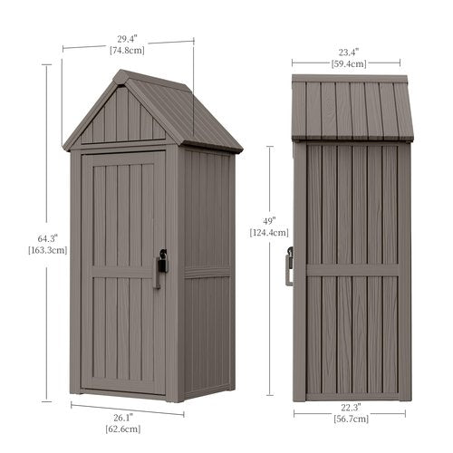 ASKPASS Outdoor Storage Shed,Resin Storage Cabinet with Lockable Door,Removable Shelves,Reinforced Floor,Durable and Weatherproof Shed for Backyard Garden Patio Lawn(Grey)