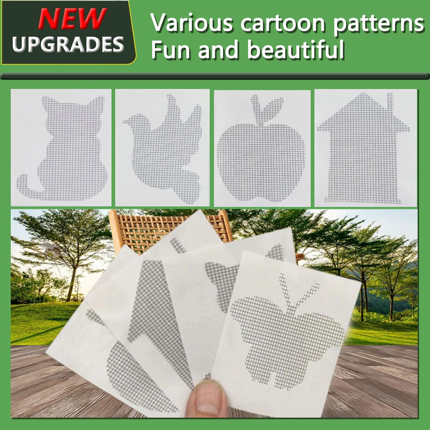 26 Sheets Window Screen Patch Repair Kit, 7 Sizes Window Screen Repair Tape, Screen Repair Kits for Window and Door Screen Tears Holes, Strong Adhesive Fiberglass Quickly Window Screen Repair Kit