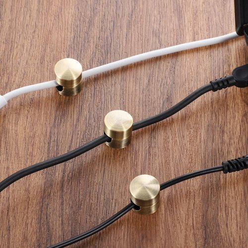 BOHUIZ 3 Pcs Cable Anchors for Desk, Adhesive Adjustable Cord Holder Cable Clips Premium Aluminum Cord Organizers Charger Holders Wire Management Keeper for Nightstand Desk Office