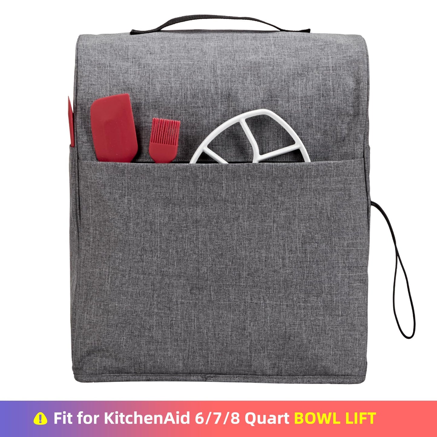 HOMEST Stand Mixer Dust Cover Compatible with KitchenAid 6/7/8 Quart Bowl Lift, Zipper Pocket for Various Kitchen Appliance Accessories, Grey (Patent Design)