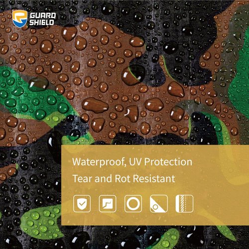GUARD SHIELD Lightweight Camo Tarp Camouflage Tarps Waterproof 6x6 Feet Poly Cover 6mil (2-Pack)