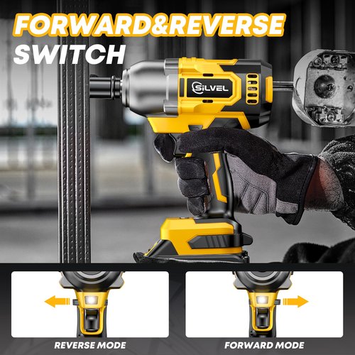SILVEL Cordless Impact Wrench, MAX 650N.M Brushless Impact Gun 1/2 inch, 4.0Ah Battery, 6 Sockets, 3300RPM Impact Driver wih Fast Charger