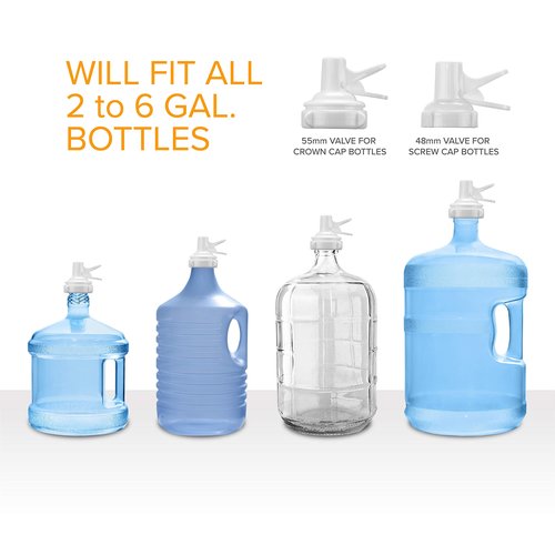 Brio Stainless Steel 3-5 Gallon Water Jug Stand and 2 Dispenser Valves, Non Slip Stand with BPA Free Fast Flow Water Spout Fits Both 48mm and 55mm Bottles 2 CAPS Included (White), 12 inches